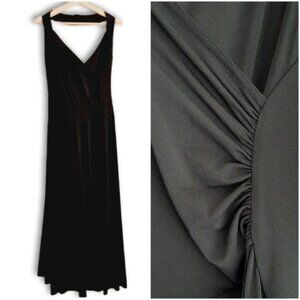 MICHAEL KORS | Halter Neck Gathered Sleeveless Comfy Stretch Midi Dress Black 8